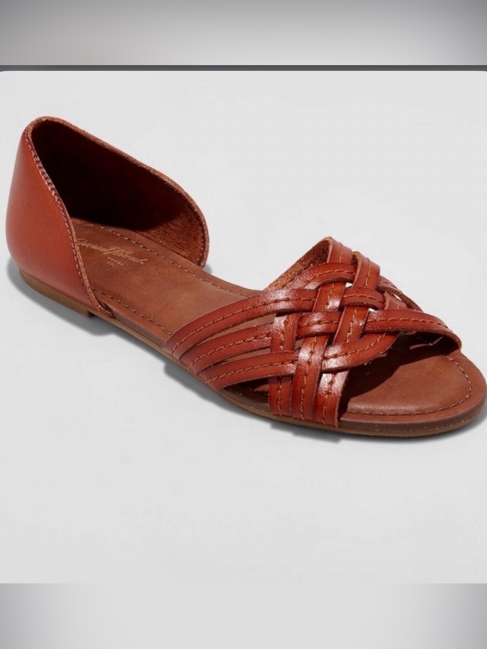 Brown Natural Woven Huarache Flat Sandals